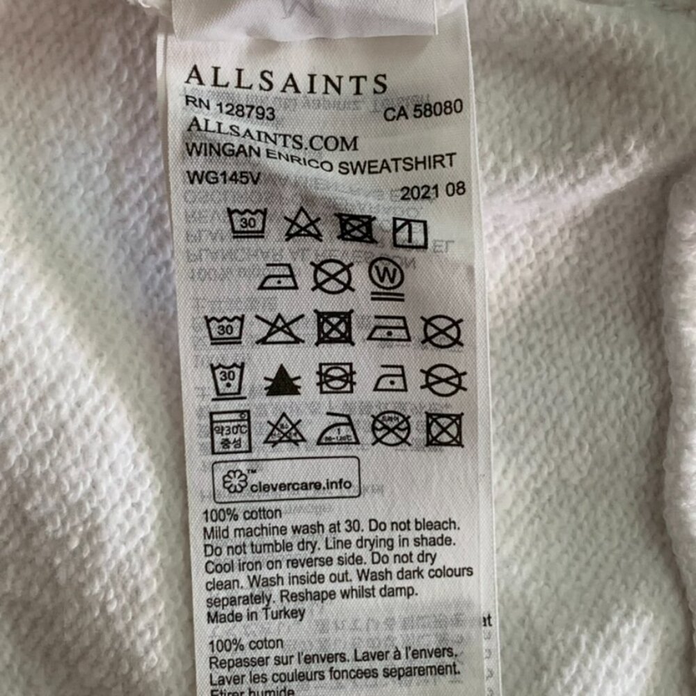 All Saints Women's White Wingan Enrico Long Sleeve Sweatshirt Size Medium - Picture 12 of 14